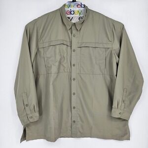 GameGuard Shirt Mens 4XL Vented Button Up Fishing Long Sleeve Green Outdoors